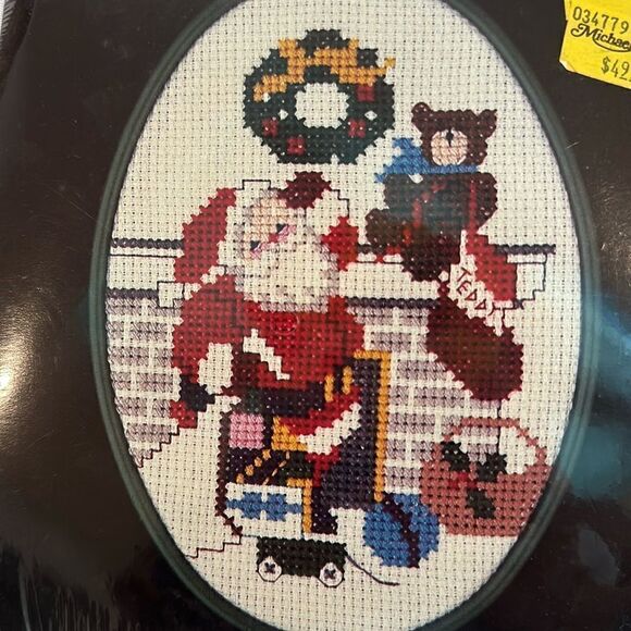 Counted Cross Stitch Kit Christmas Picture Santa Vintage Craft DIY - Picture 2 of 6